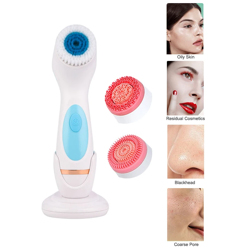 

Electric Facial Cleansing Brush Sonic Silicone Ultrasonic Cleaning Face Brush Waterproof Skin Cleanser Spin Brush Remove Acne