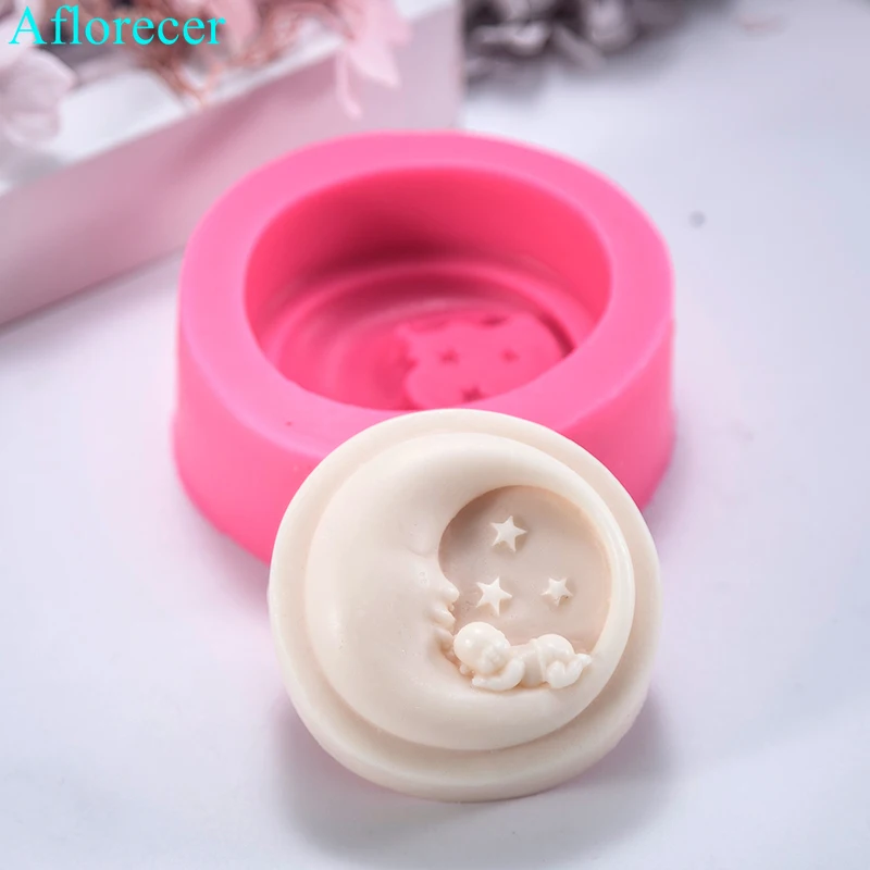 Round Moon Baby Handmade Soap Silicone Mould Candle Mold Fondant Cake Chocolate Decorating