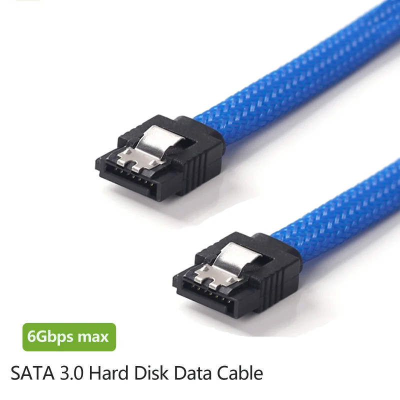 Cables de datos SATA 3,0 III SATA3 de 7 pines, Cable SSD de 6 Gb/s, unidad de disco duro HDD, manga de nailon, color negro, azul, rojo, blanco y