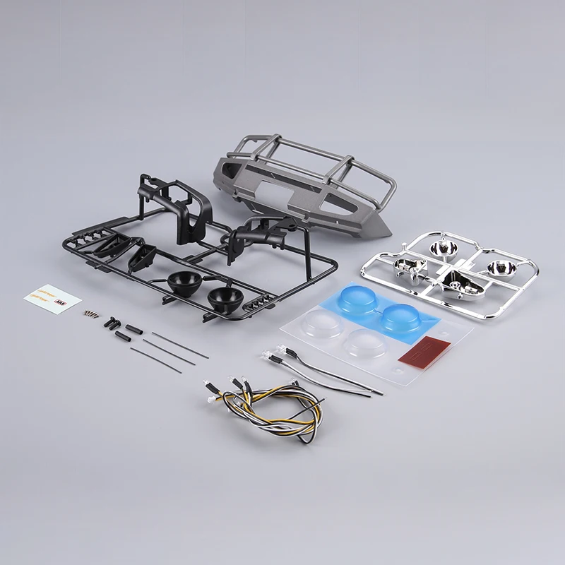 Killerbody 48718 1/10 RC Crawler Parts Alloy Bumper W/LEDS Upgrade Sets Fit For LC70,Truck and SUV Traxxas TRX-4 Chassis