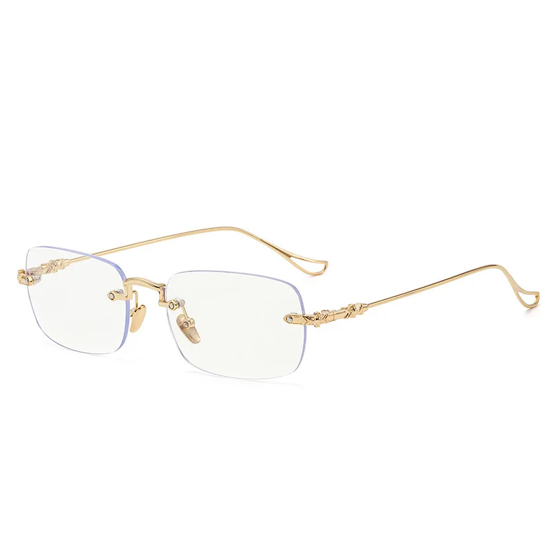 Ahora Rimless Anti Blue Light Blocking Reading Presbyopia Eyeglasses Women Men Busines Computer Eyewear Frame 0 +1.0+1.5+2.0+2.5