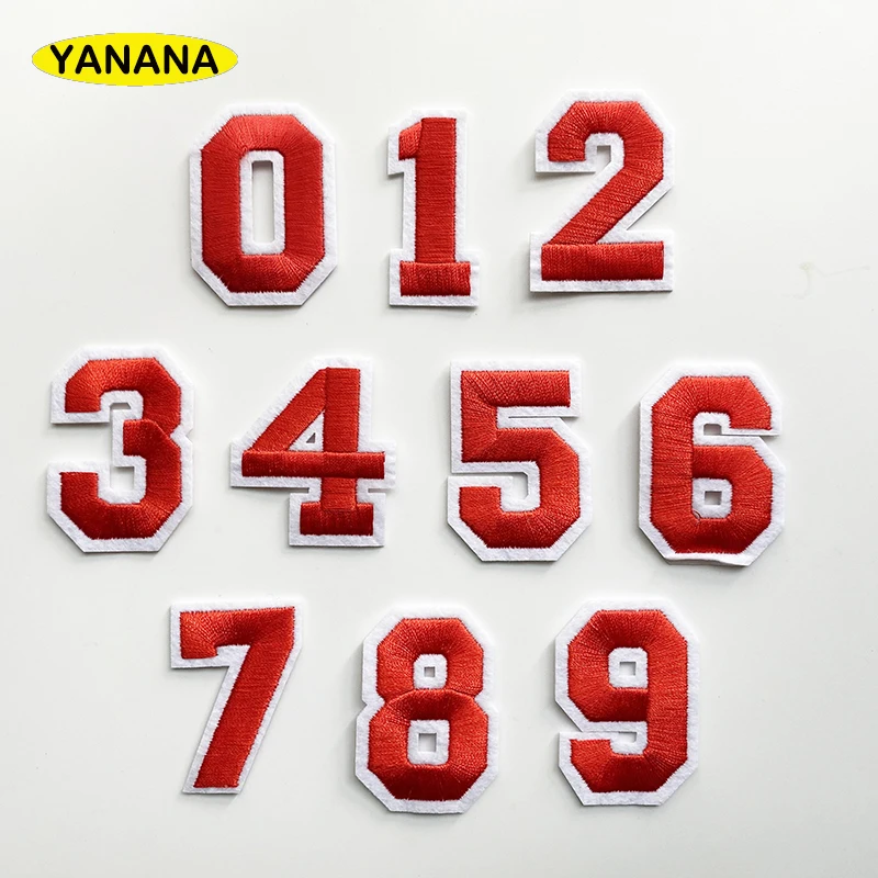 Number Embroidery Patches for T shirt Iron on Stripes Appliques Clothes Stickers Clothing Badges DIY clothing