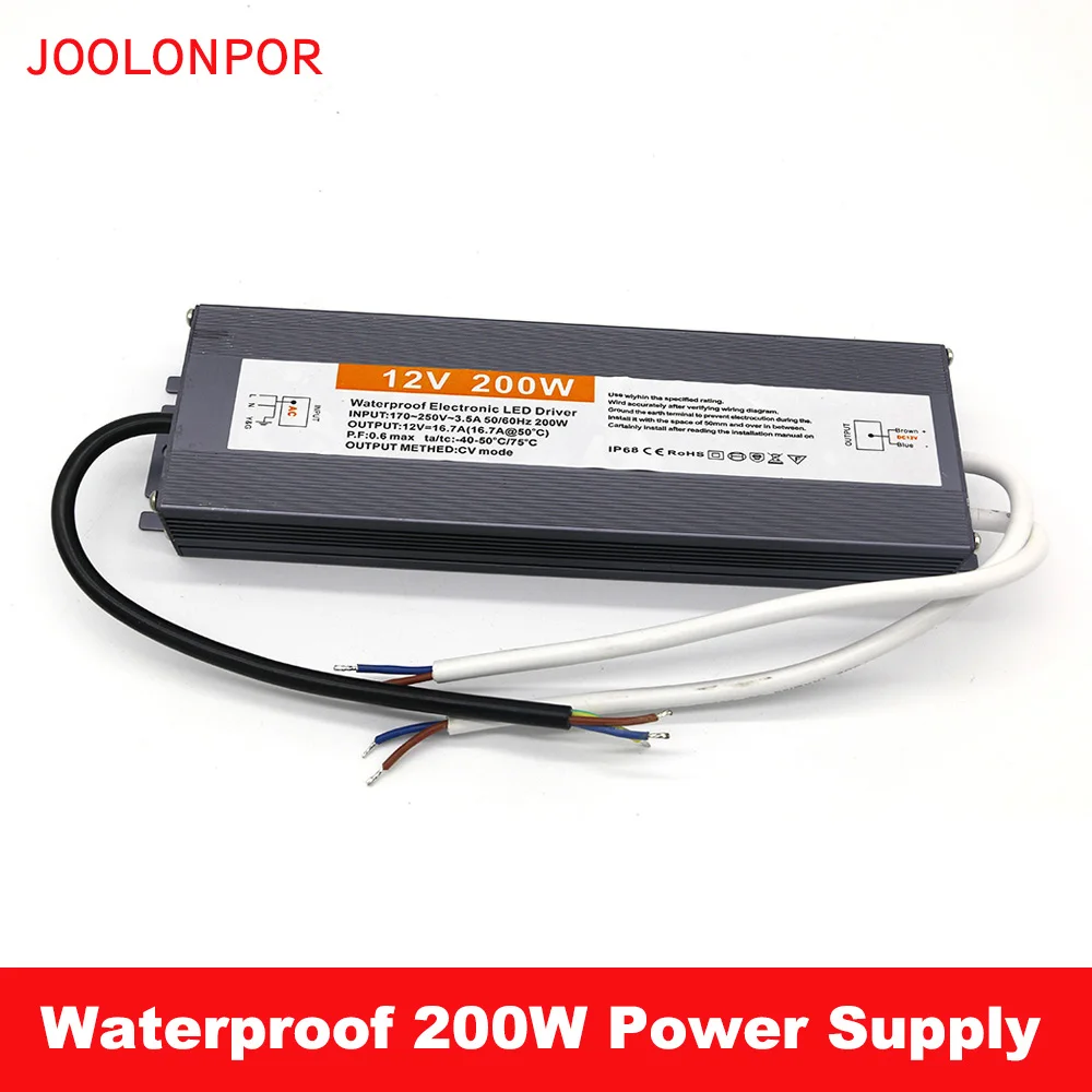 

LED Driver Switching Power Supply Ac to Dc Constant Voltage 12V 16.7A 200W IP67 Waterproof Electronic Transformer for Lighting