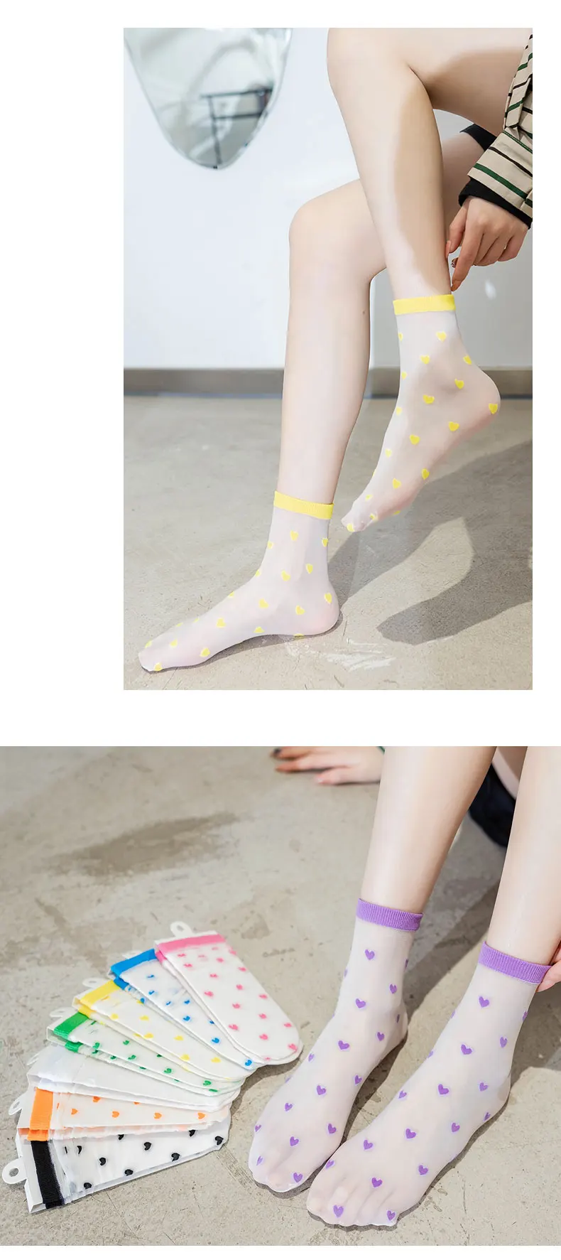Kinder Sommer Ultra-Dünne Transparente Liebeskristall-Socken Mädchen Baby Atmungsaktive Koreanische Süße Prinzessin Eisseide Socken Sommer-Stil – Detail 11