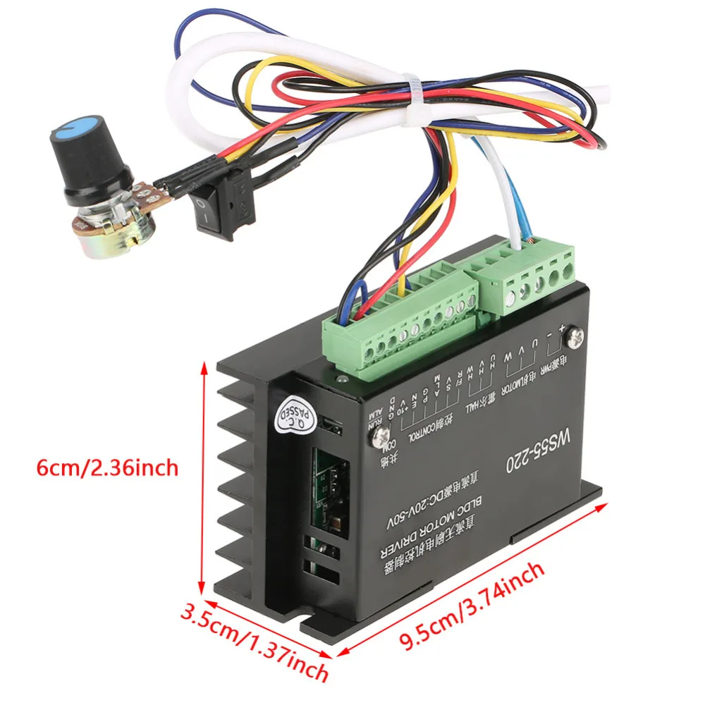 WS55-220 DC 48V 500W CNC Brushless Spindle BLDC Motor Driver Controller Hot