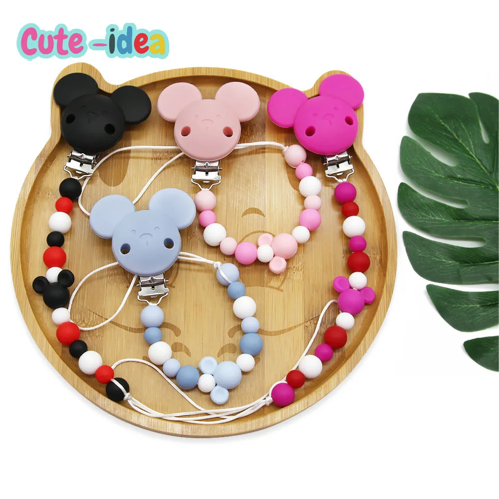 

Cute-Idea 1Set Mouse Pacifier Chain Silicone Beads Baby Teething Teethers DIY Beads BPA Free Baby Shower Gifts