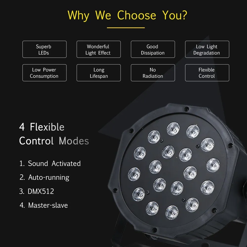 AC90-240V 18W 18 LED RGB Stage Light Par Light Drop Shipping