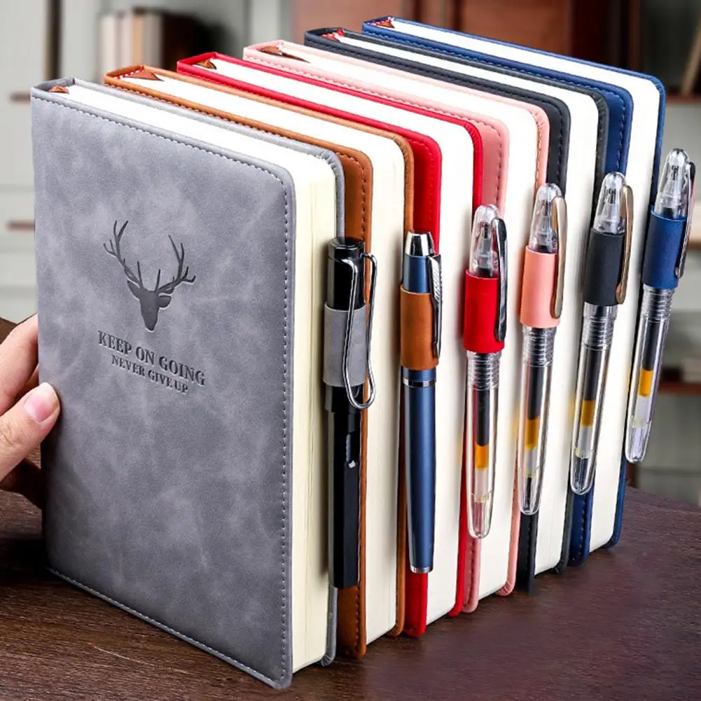 Notebook 360 Pages A5 Faux Leather Thick Business Notebook Sketch Journal Diary with Pen School Office Supplies