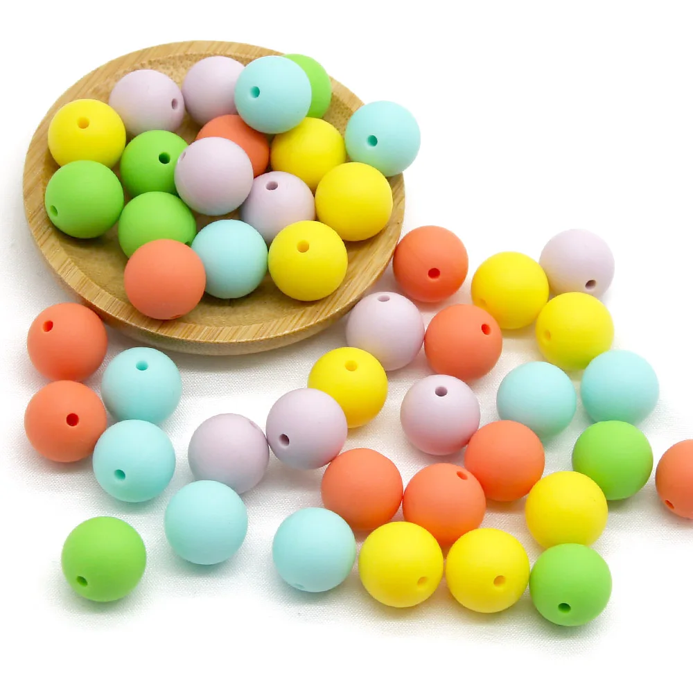 Cute-Idea 10pcs 12mm Silicone Round pearl Beads Baby Teething Chewable Beads DIY Pacifier Chains Toys Accessories Infants Goods