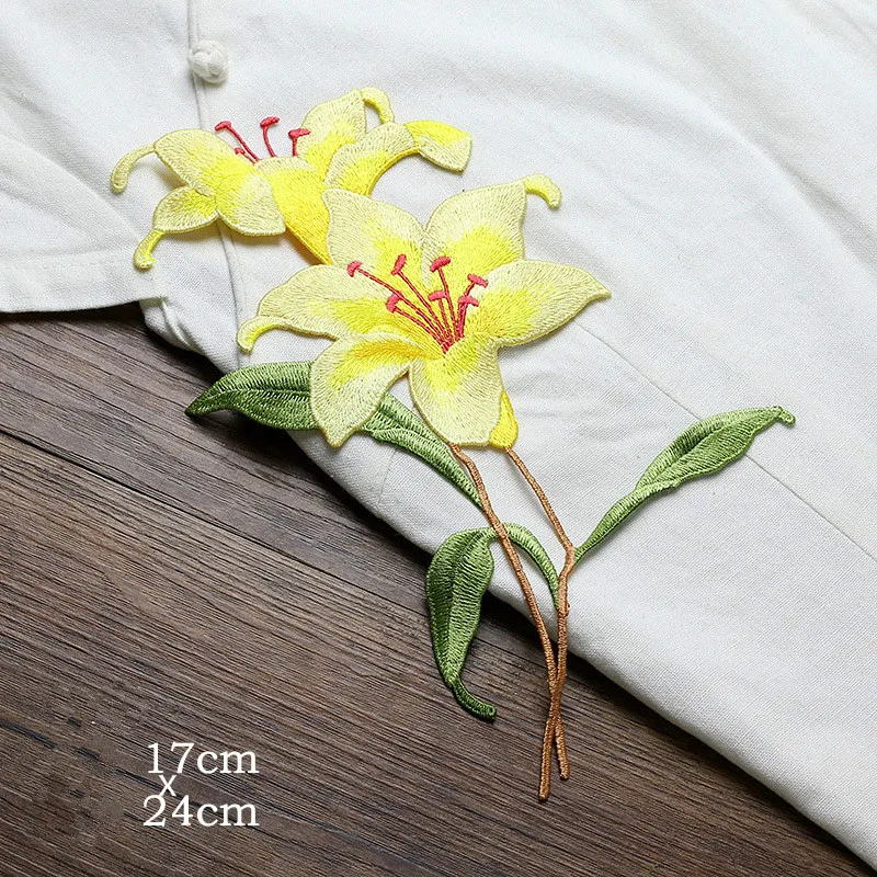 Color Orchid Applique Dress Patch Hanfu Cheongsam Plain Decorative Flowers Hand-embroidered Water-soluble patches for clothing