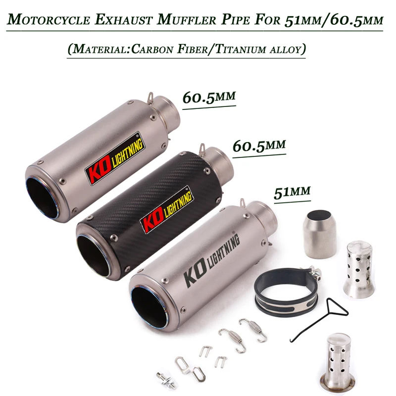 

Silp on For 51mm 60.5mm Vent Silencer Tubes System Refit Motorcycle Tial Exhaust Muffler Pipe With Removable DB Killer