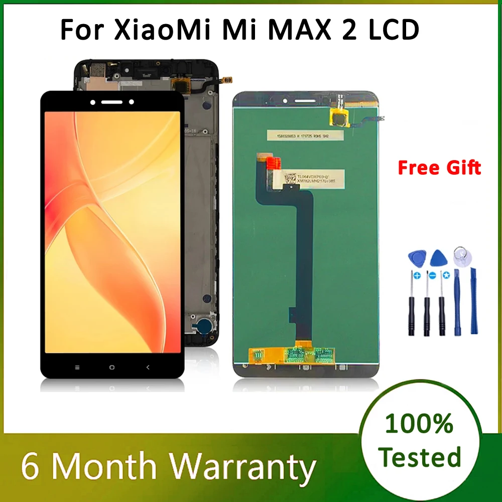 

6.44" Screens For XiaoMi Mi Max 2 LCD Touch Screen Digitizer Assembly For Mi Max2 LCD with Frame Full Glass screen Replacement