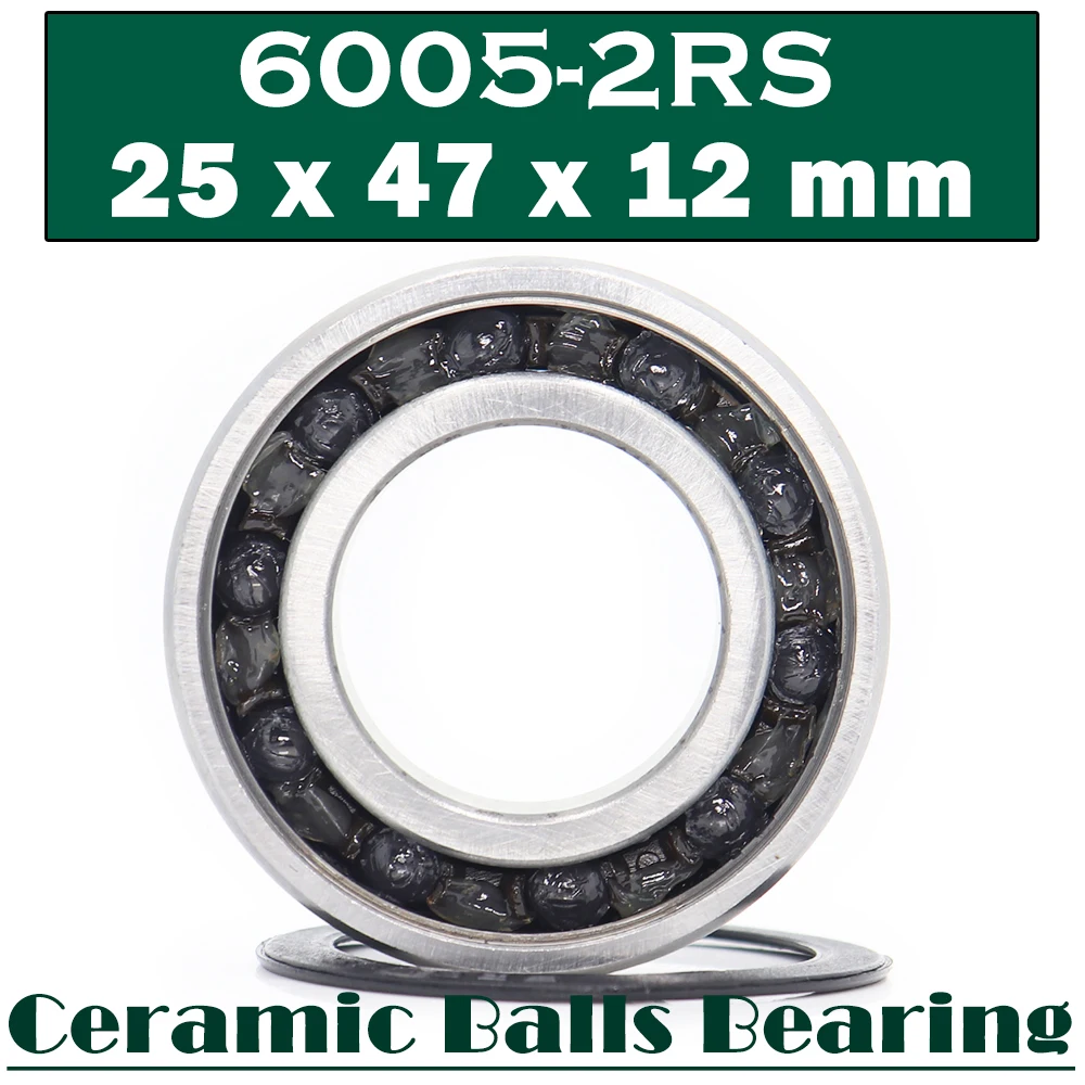 

6005 Hybrid Ceramic Bearing 25*47*12 mm ( 1 PC ) Bicycle Bottom Brackets Spares 6005RS Si3N4 Ball Bearings