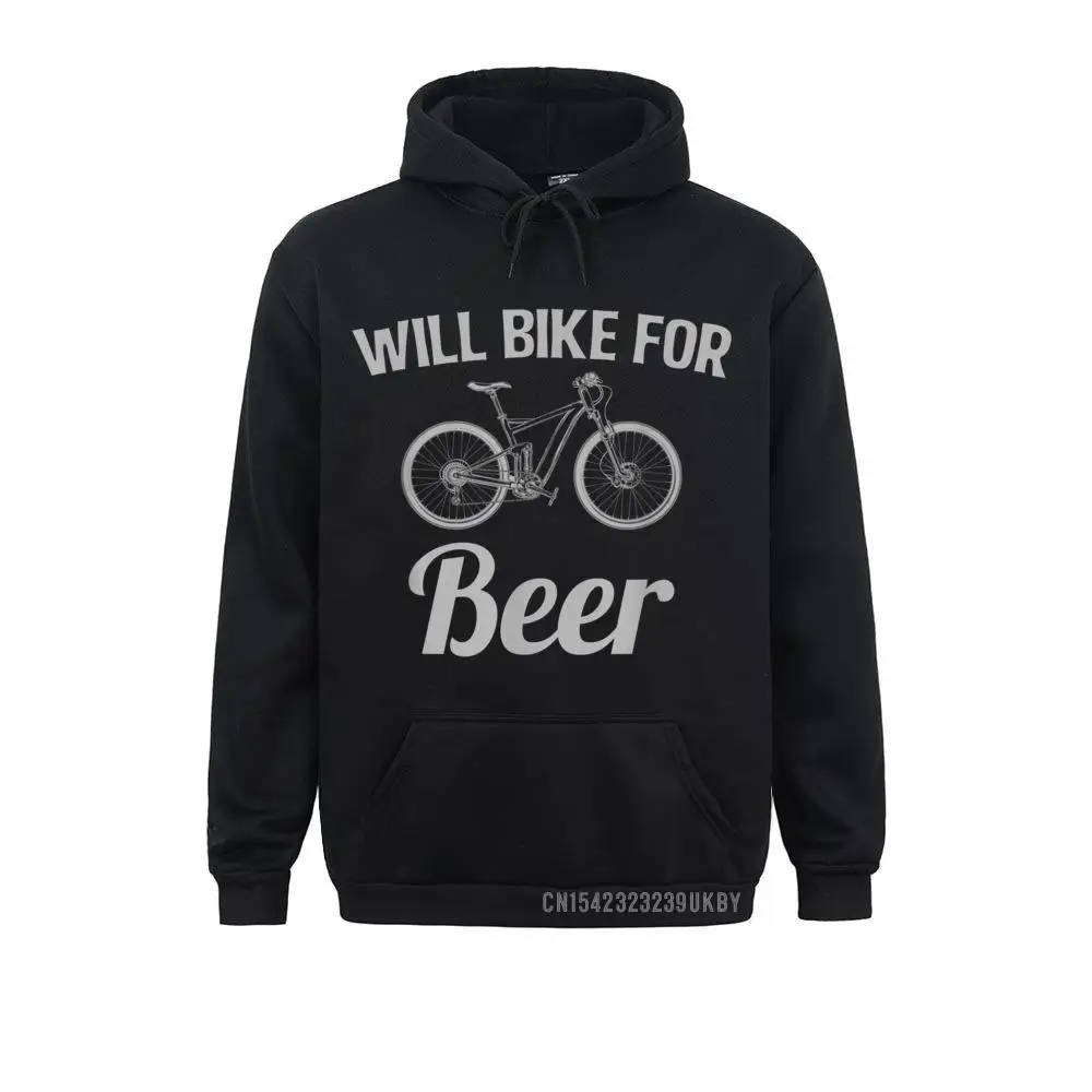 Will Bike For Beer Funny For Bike Lovers Biking Hoody Sweatshirts For Men Coupons VALENTINE DAY Long Sleeve Sweatshirts Hoods