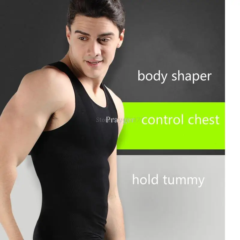 Men Correct Posture Body Shaper Male Chest Binder Tops Slimming Belly Compression Seamless Vest