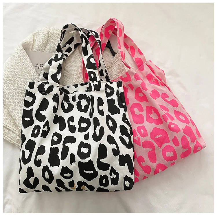 Bolso de hombro de leopardo grande, bolso de mano suave, informal, compras, playa, viaje, lona