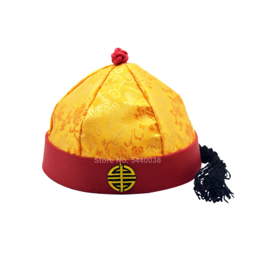 Qing Dynasty Ancient Chinese Hat Adult Kids Traditional Tang Suit Accessories Emperor Bridegroom Soft Cap New Year Gift