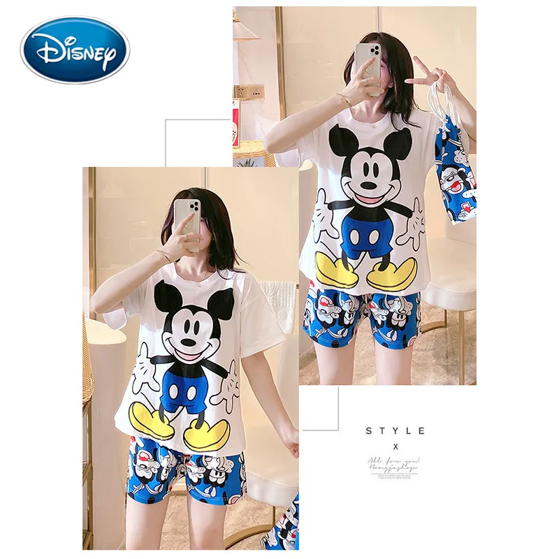 Mickey Minnie Women Pajamas Set Summer Cute Cartoon Disney Short Sleepwear Girls Comfortable Home Clothes