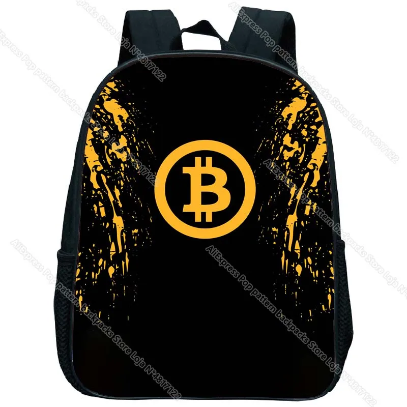 Mini Mochila con estampado de Bitcoin para niños pequeños, Mochila de guardería, Mochila de Anime de dibujos animados, regalo