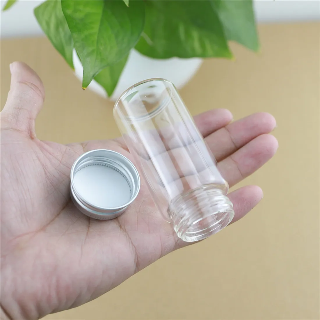 6 Pieces 37*80mm 60ml Glass Jars Test Tube Glass Bottle Silver Screw Cap  Jar Container Small DECORATIVE BOTTLES Spice Storage