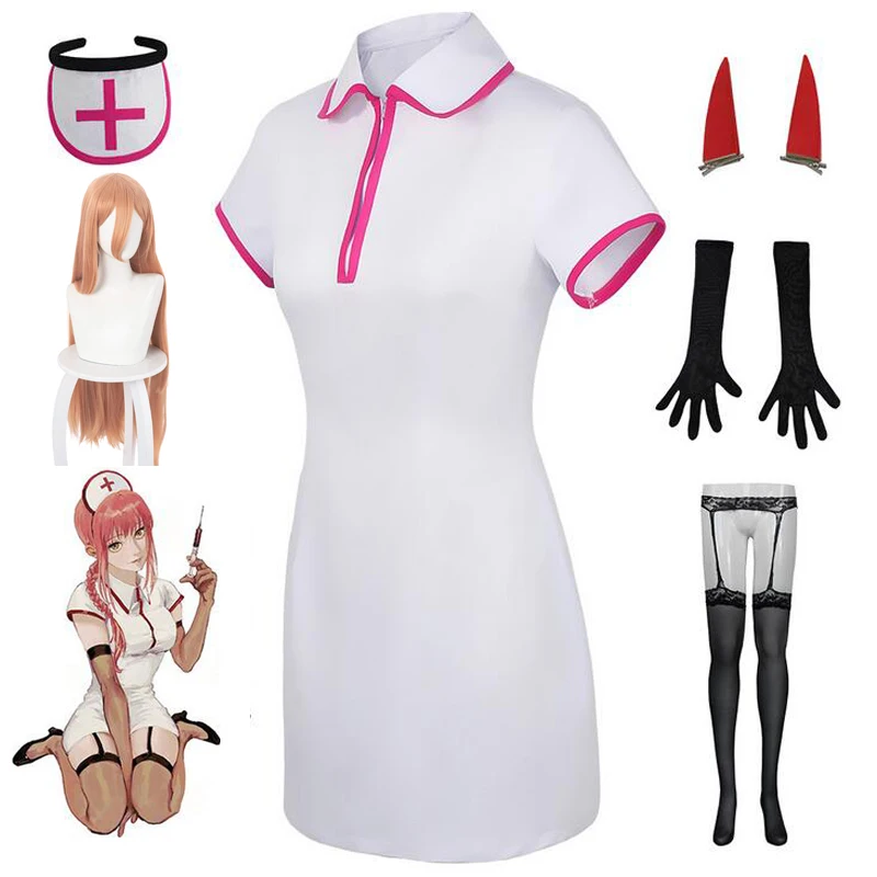 

Makima Chainsaw Man Cosplay Anime Sexy Power Nurse Uniform Cosplay Costume Women Carnival Halloween Party Outfit