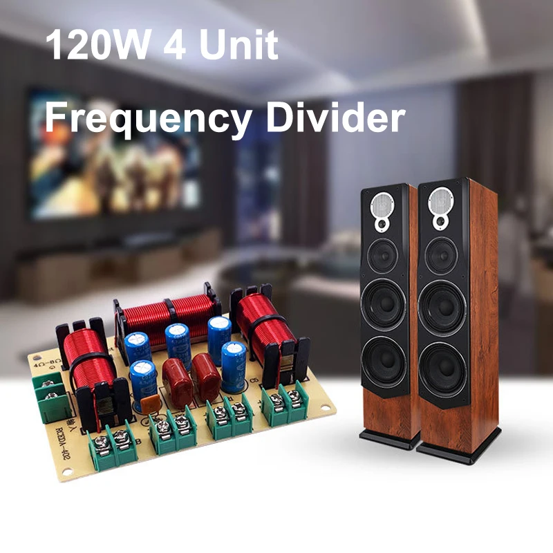 2PCS 4 Way 120W Speaker Treble Alto Bass Crossover Filters Home Theater Hifi Stereo 4Unit Circuit Stereo Audio Frequency Divider