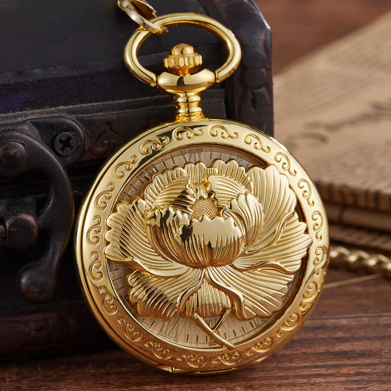 

Top Fashion Vintage Personalized Lotus Mechanical Pocket Watch Men Woman Hand Wind Vintage Pocket & Fob Watch Luxury Male Clock