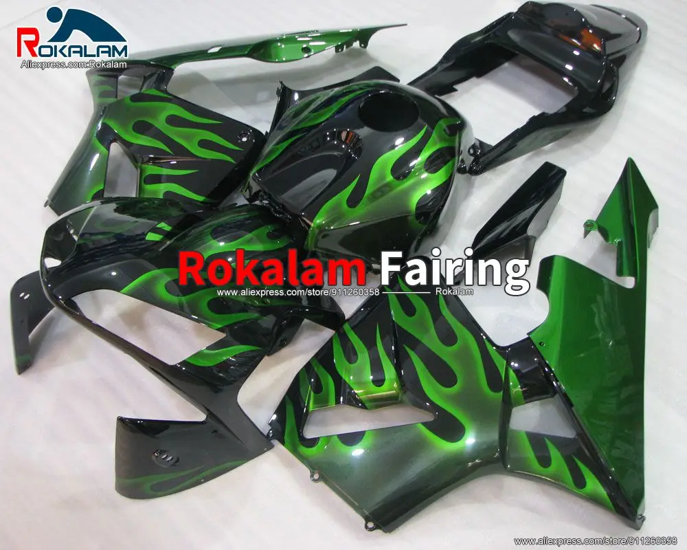 

Кузов для Honda CBR600RR F5 03 2004 CBR 600RR F 5 04 2003 CBR600 RR Комплект обтекателя Green Flame Black (литье под давлением)