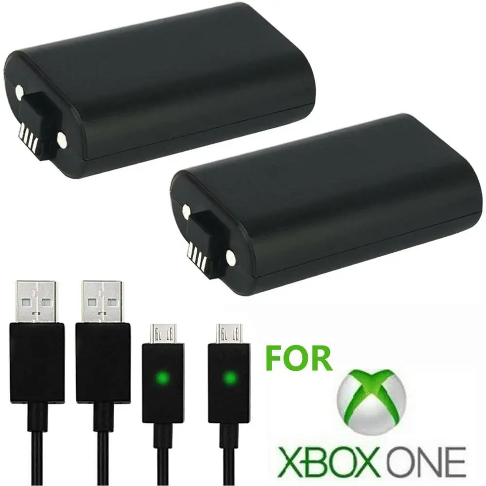 Paquete de batería recargable de 2 piezas + Cable de carga USB de 1x2,75 m para controladores de juego inalámbricos Xbox One, baterías de repuesto