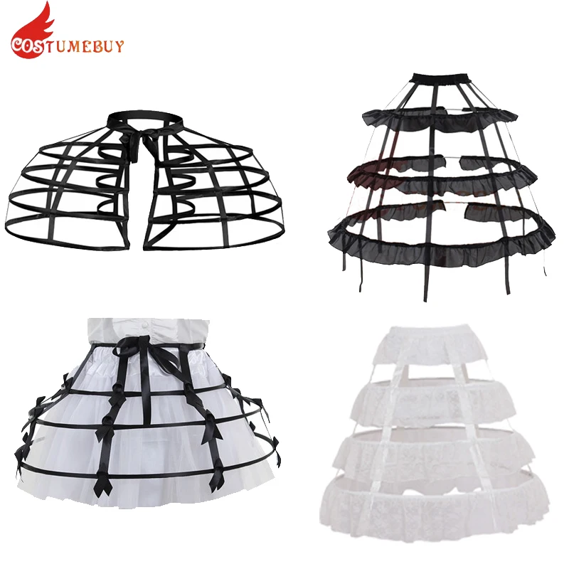 Costumebuy Women Hollow Short Bird Cage sottoveste Cosplay Hoops Wedding Prom Crinoline Slip Vintage rococò Underskirt