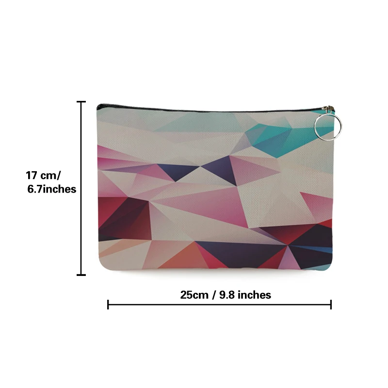 New Arrival Women Toilet Bag Canvas Makeup Organizer Colorful Geometric Pattern  Makeup Cosmetic  Travel Bag Outdoor Girl Pouch