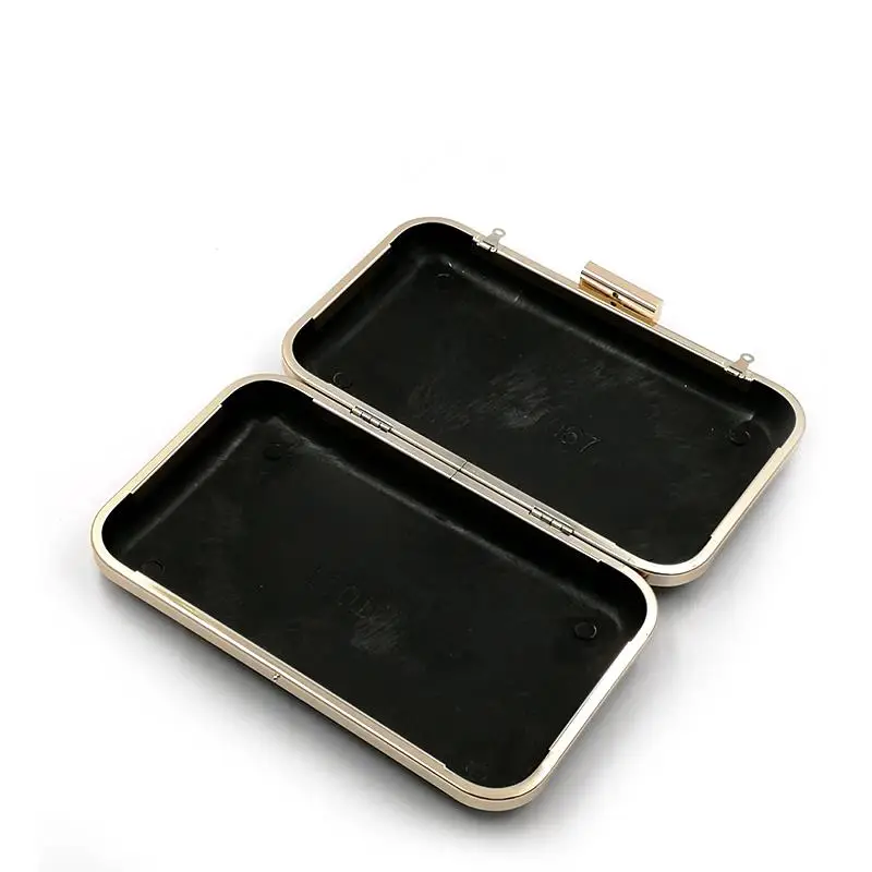 1 Set Wholesale 20 x 12cm Flat Hard Box Clutch DIY Metal Frame with Plastic Covers Metal Ball Closure for Purse Designers