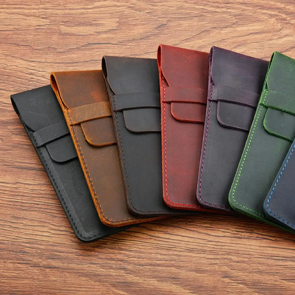 Handmadeของแท้หนังดินสอVintage Retroสไตล์Cowhideปากกากระเป๋าแว่นตาOfficeเครื่องเขียนของขวัญ