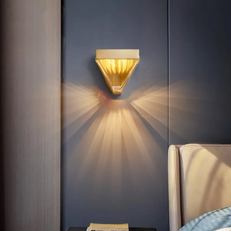 

Light luxury postmodern crystal bedside wall lamp bedroom living room simple corridor aisle American wall lamp