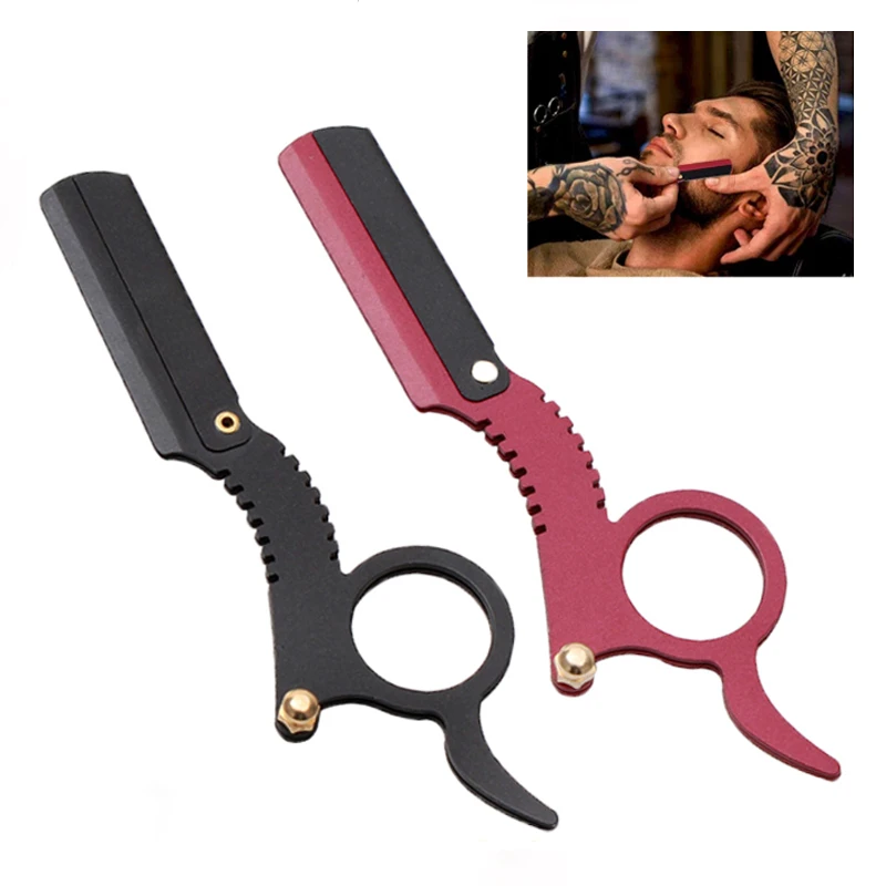 

Парикмахерская бритва для мужчин из нержавеющей стали, стальные безопасные бритвы для бороды, бровей, нож для бритья, инструменты для удаления волос (без лезвия)