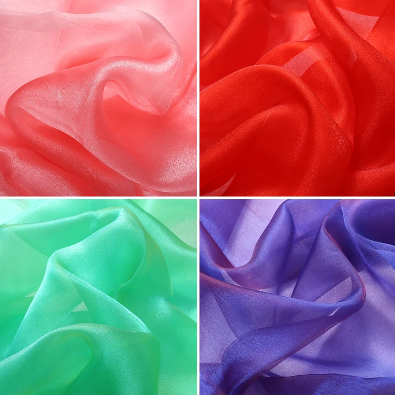 Double Color Soft Wedding Dress Organza Fabric,for Wedding Stage Decoration Voile Transparent Fabric Home Party Mesh Fabrics view 3