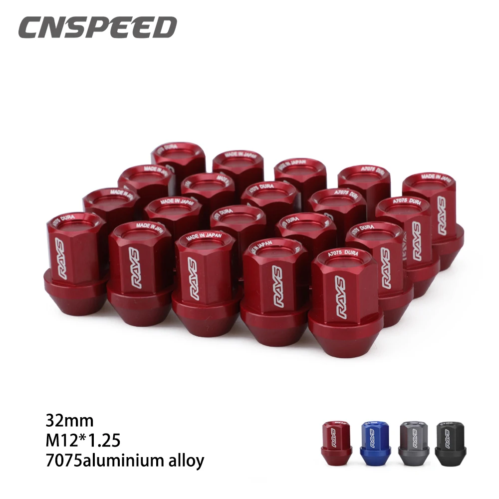 HEX 19mm 20pcs Aluminum M12x1.5 M12x1.25 Wheel Lug Nuts 32mm Length Racing Lug Nut Racing Forged  Style Car Modification