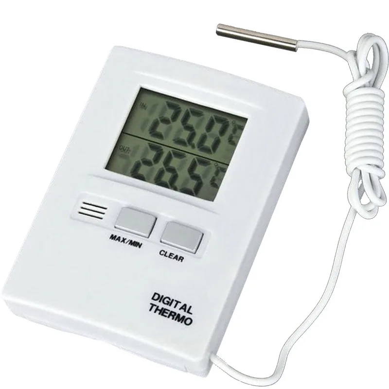 Room Indoor Electronic LCD Digital Thermometer Outdoor Min Max Digital Temperature Meter Temp Thermo with 1m Probe Sensor Cable