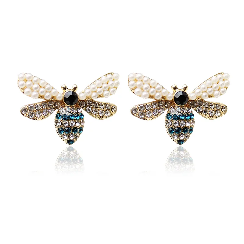 New Fashion Women Earrings animal Bee stud earrin pearl Party wedding female jewelry earrings Alloy unique Aretes Brincos