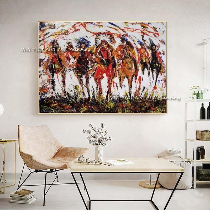 High Quality Hand-painted Abstract  battle steed Oil Painting On Canvas Beautiful Horse Painting For Living Room Gifts