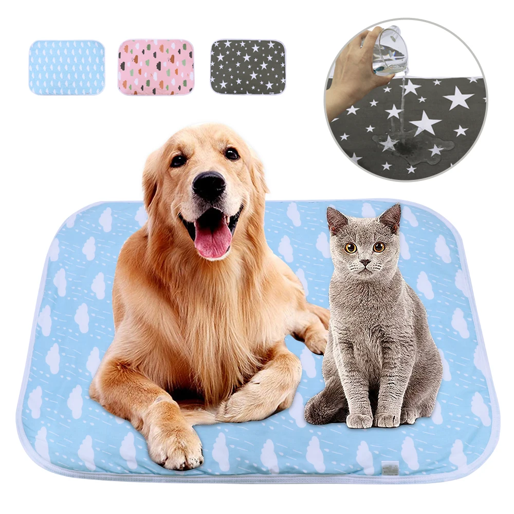 

Washable Pet Urine Pad Reusable Dog Cat Diaper Mat Waterproof 3 Layer Absorbent Dogs Diapers Pads Star Print For Sofa Bed Floor