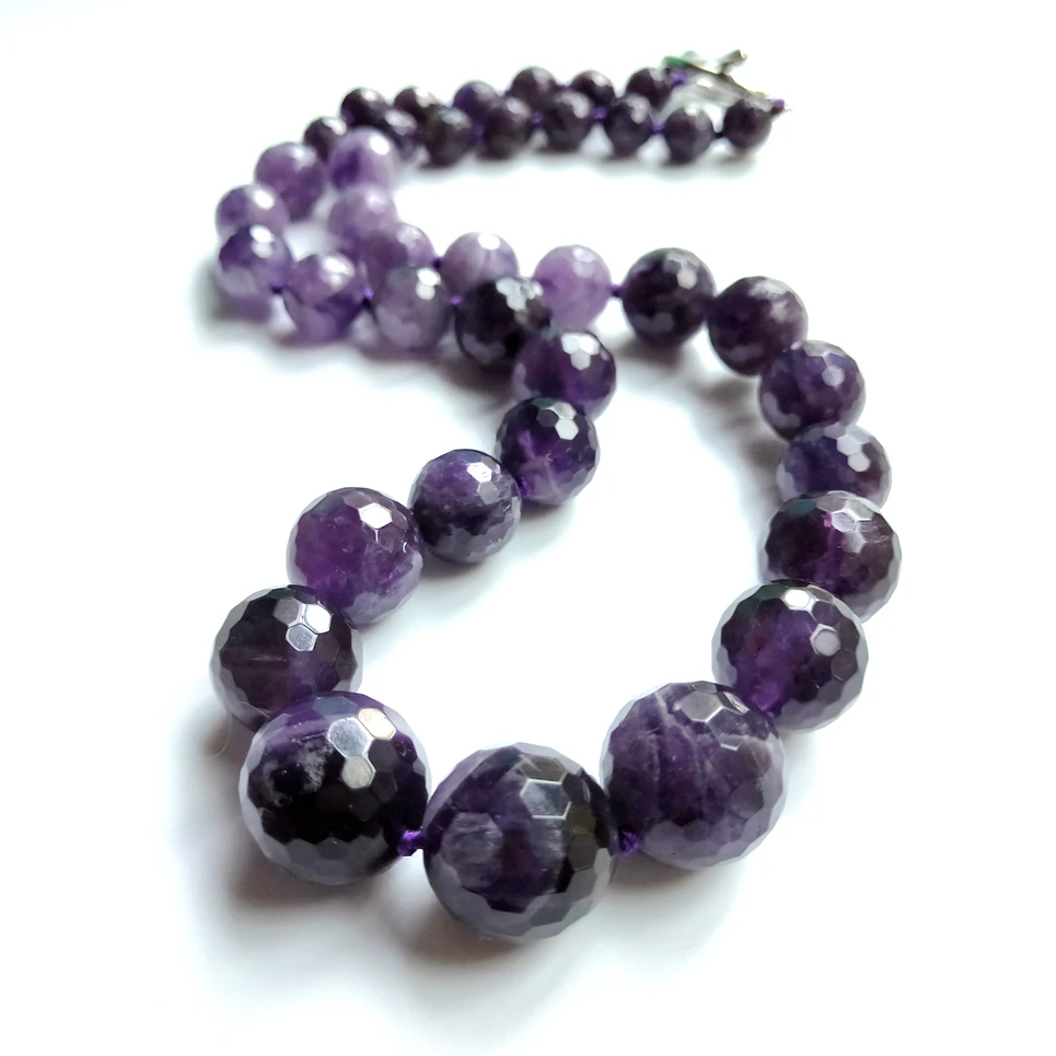 LiiJi Unique Natural REAL Purple Amethysts Approx 6-16mm Choker Fashion Necklace 48cm Nice Party Mothers Day Gift