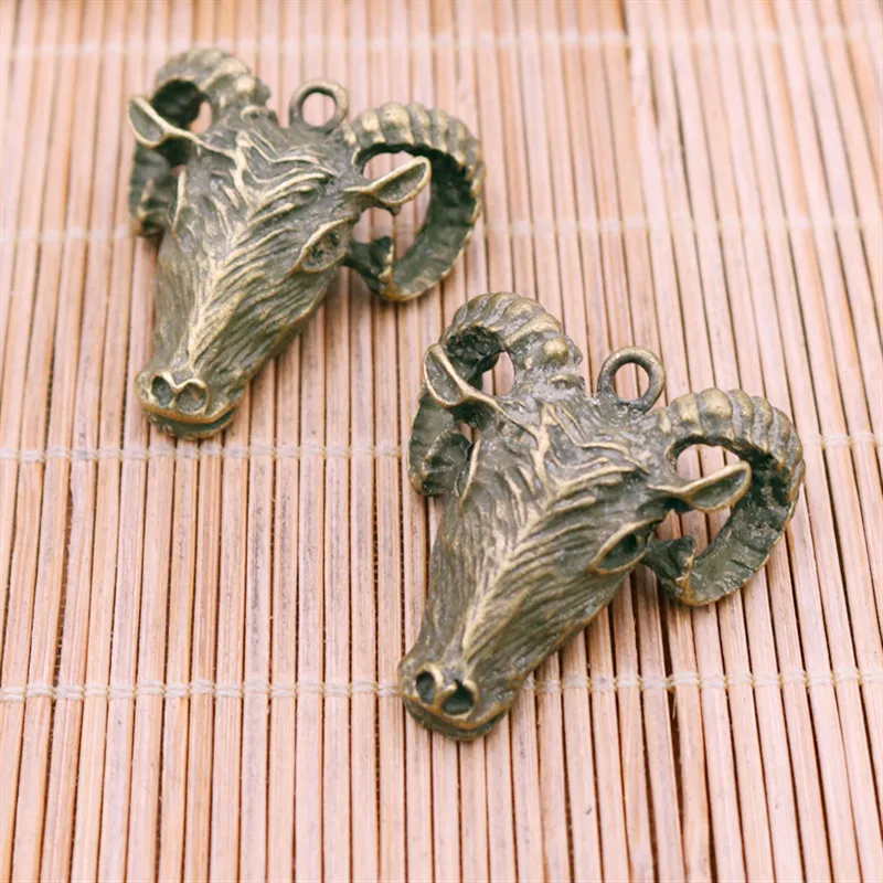 WKOUD 3pcs Antique Bronze Color 3D Ram Head Charm Vintage Necklace Bracelet DIY Metal Jewelry Alloy Pendant Accessories A1791