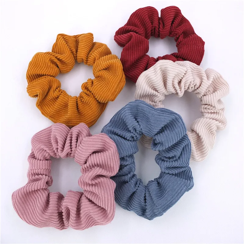 

32 Pcs/Lot, 2021 New Women Girls Corduroy Scrunchies Elastic Hair Bands Ponytail Holder Hair Ties Hair Accessories
