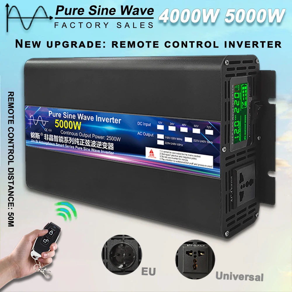 para 110v ac conversor de tensao de onda senoidal pura 12 220 potencia do carro micro controle remoto inversor lcd 12v 220v 2000w 4000w 5000 24v dc 01