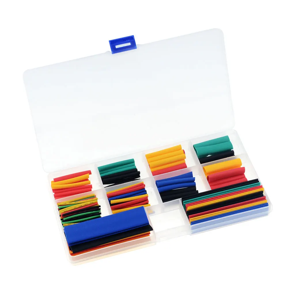 

164 шт./кор. терм усадочная трубка комплект сужающаяся Ассорти полиолефина рукавы изоляционные тепловые Термоусадочные трубки жильный кабель 8 размеров 2:1