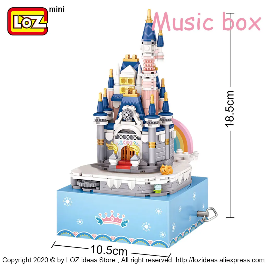 LOZ Mini Building princess castle eight music box rotating music box small grain building wood toy gift model puzzle toy