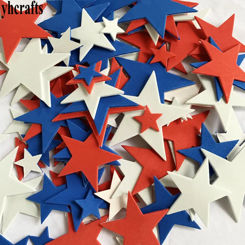 90PCS/Lot Mix big 5 size Red blue white star foam stickers July 4th independence Day Holiday project Fourth of July  US