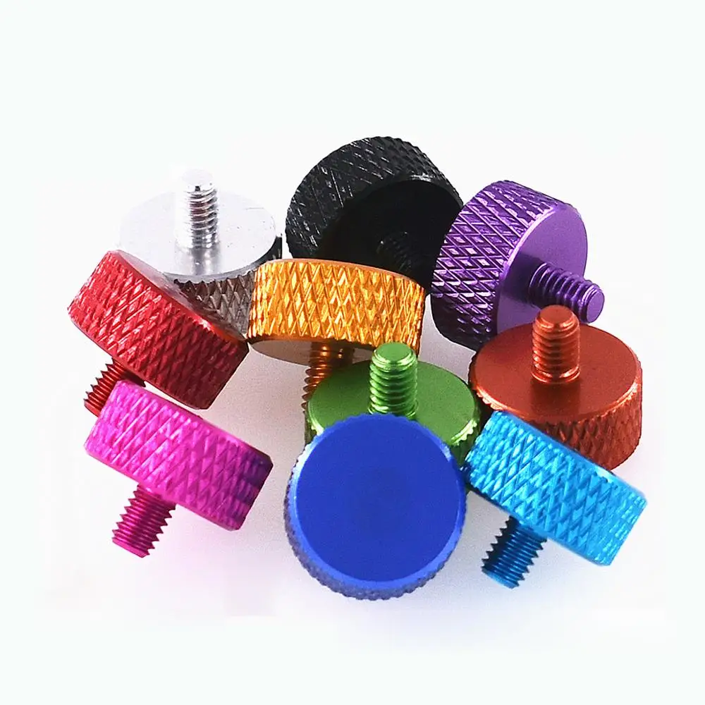 M3.5 M4 Knurled Thumbสกรูอลูมิเนียมแบนหัวสกรู,ความยาว 4.5 มม.-25 มม.,สีสันสกรูสำหรับกรณีคอมพิวเตอร์