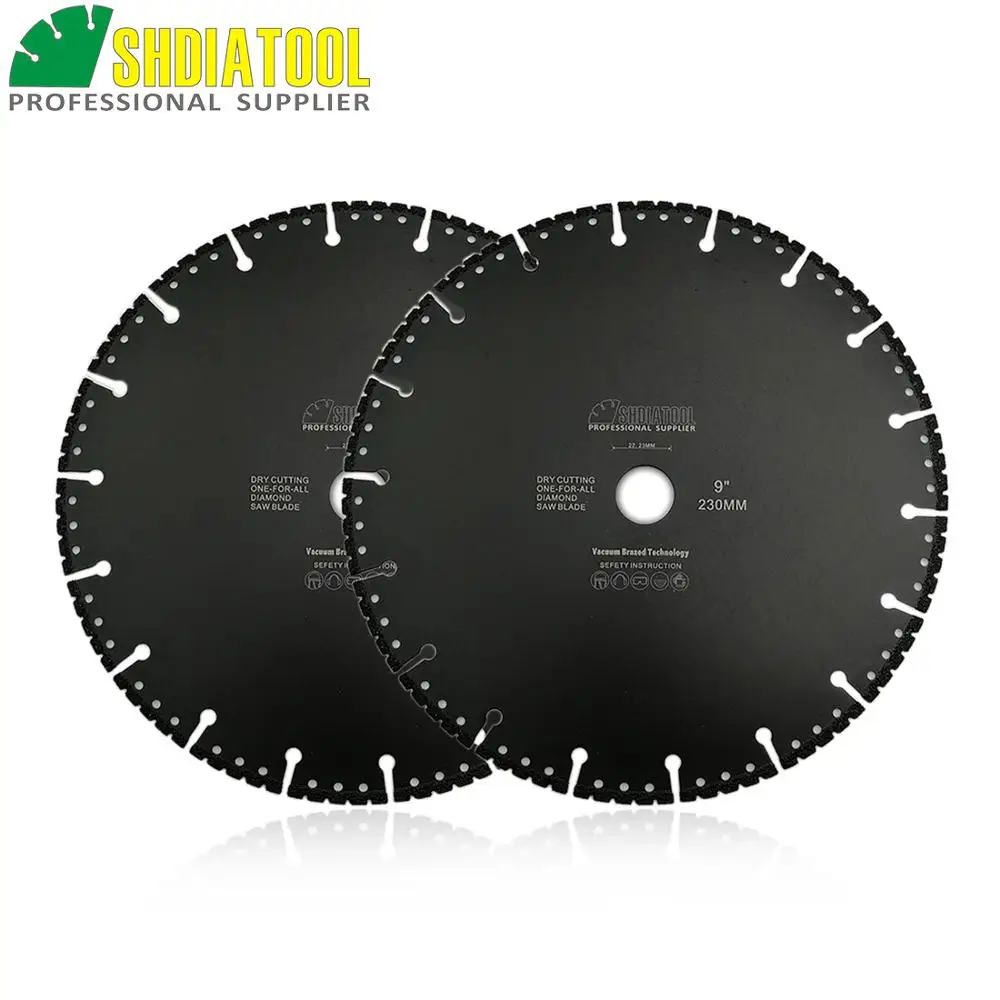 SHDIATOOL 2pcs Vacuum Brazed Diamond Cutting Discs Multi Purpose Rescue Sawblade For Cast Iron Steel Metal Plastic Concrete PVC